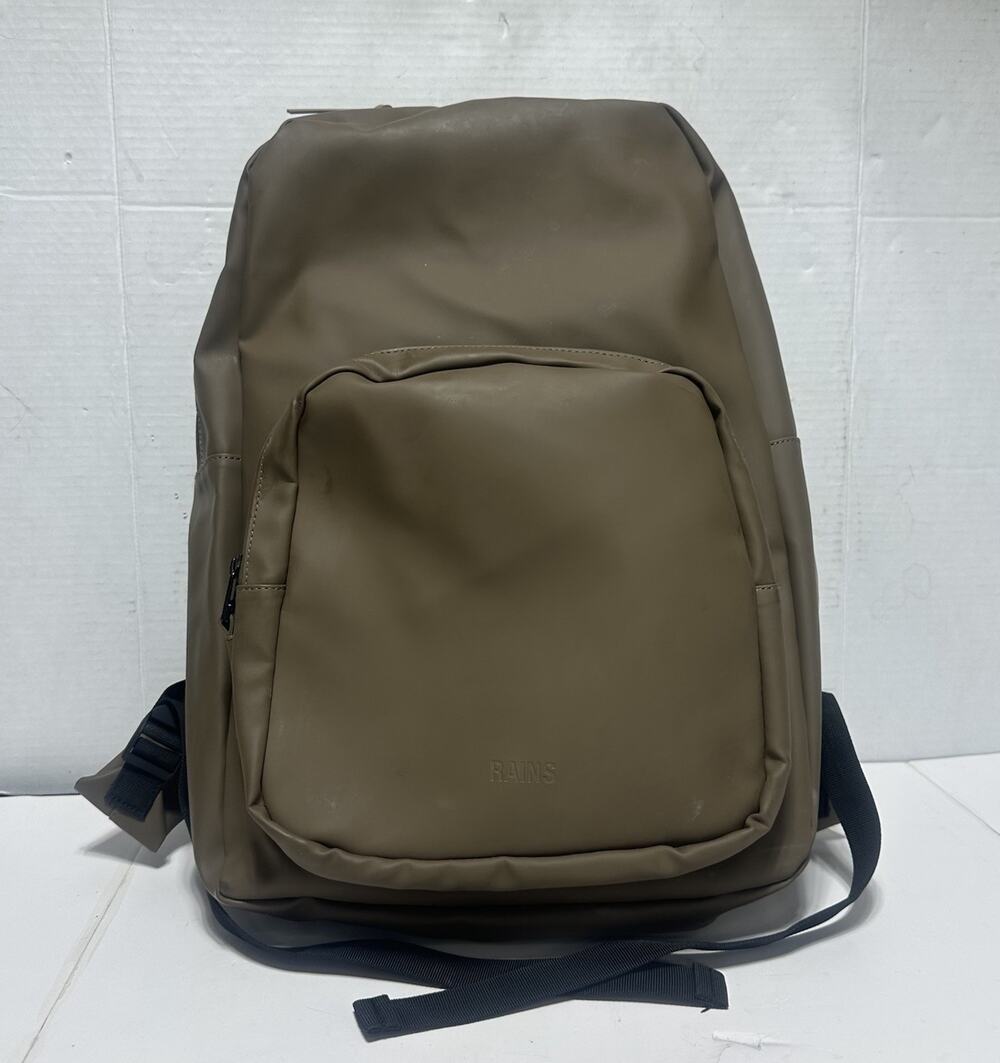 RAINS ® Book Daypack Large Brown WATERPROOF PU Fabric Fits 16" Laptop